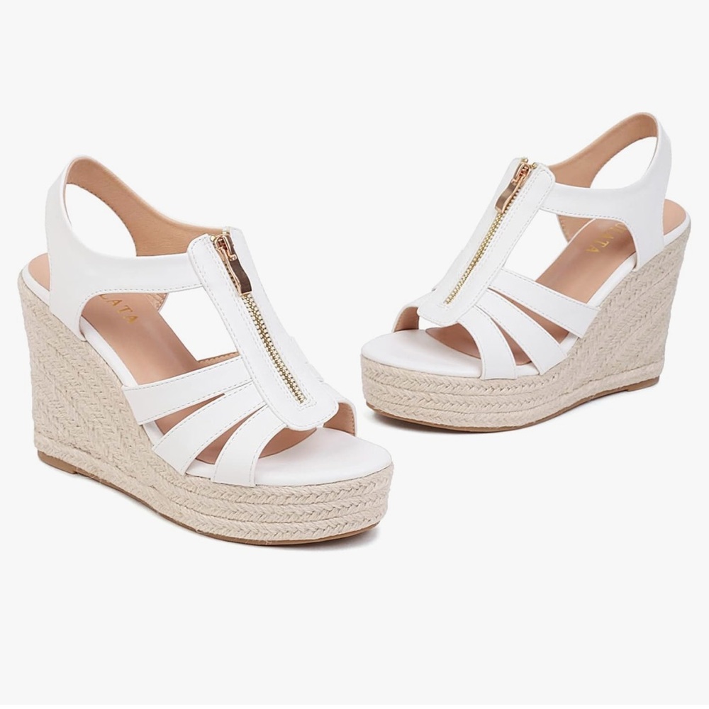 GERULATA - White Espadrilles w/ Cork Wedge Platform